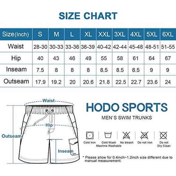 Hodo Men's Blue Swim Trunks 5XL NWT - Picture 3 of 6